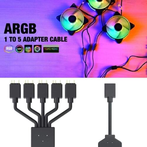 Fan RGB Splitter Cable Flexible Addressable 1 To 5 Cooler Fan Adapter Cable Connector Splitter