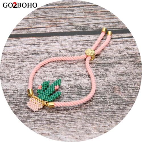 Go2boho MIYUKI Bracelet Pulseras Mujer Moda 2019 Delica Beads Pink Green Cactus Bracelets Cactus Women Jewelry Handmade Gift