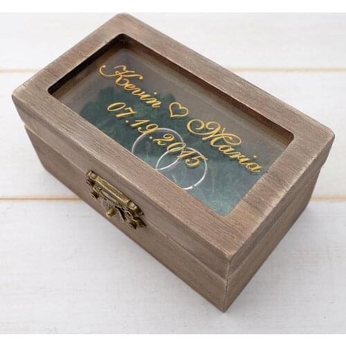 Personalized Wedding Ring Bearer Box,Wedding Ring Box,Rustic Vintage Wedding Ring Holder Pillow,Custom Wooden Box,Wedding Decor