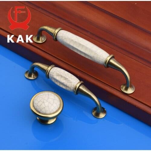 KAK 5pcs/lot Antique Crack Design Wardrobe Door Knobs Handles Marble Ceramic Cabinet Drawer Knobs European Furniture Hardware
