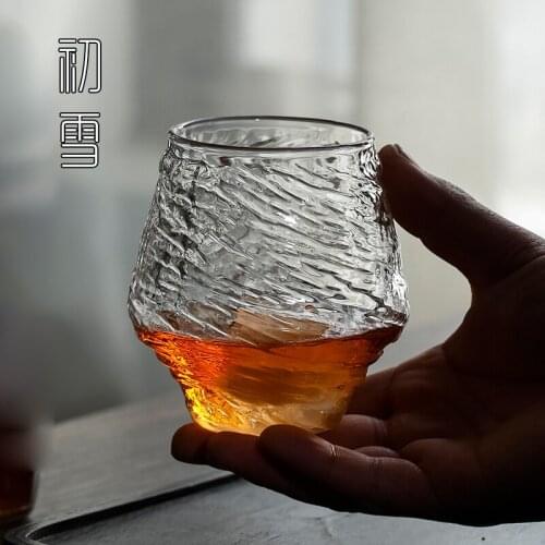 Ring whiskey glass crystal ice hockey cup Japanese wine cup personality wine set northern European ins style glass