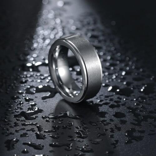 8mm Black Tungsten Carbide Ring Men Brushed Silver Color Wedding Band Women Engagement Rings For Male Jewelry