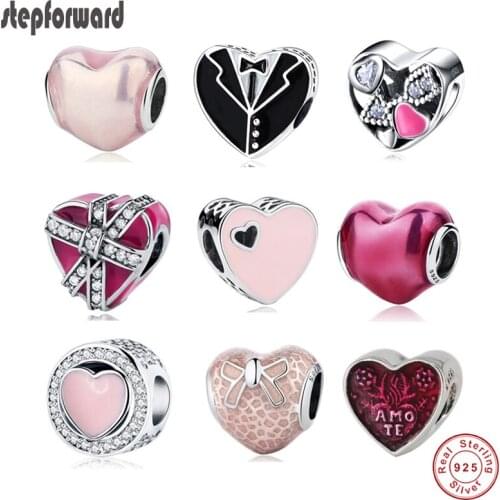 Charms collection DIY enamel heart design fashion 100% sterling silver heart charms for European famous bracelet