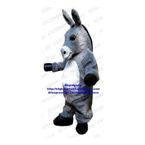 Grey Donkey Burro Mule Hinny Mascot Costume Adult Cartoon Character Outfit Suit Welcome Dinner Amusement Parkfunfair zx1648