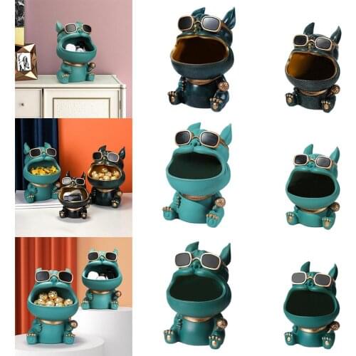Cool Bulldog Figurine Big Mouth Ornamental Resin Art Storage Box Home Decor