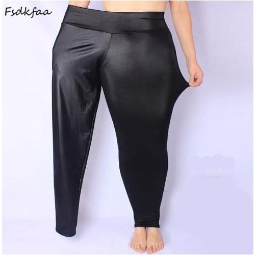 New Faux Leather Leggings Sexy Fashion High-waist Stretch Material Pencil Women Leggings Sexy Leggings Women Large Size M-5XL