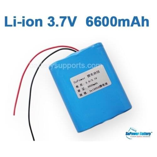 SuPower 3.6V 3.7V 4.2V 18650 6600mAh Lithium ion Li-ion Rechargeable Battery Pack Max. 2A with built-in protection circuit board