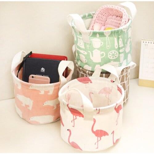 Linen Desktop Storage Box Waterproof Toy Sundries Storage Basket Cosmetic Underware Storage Organizer Office Stationery