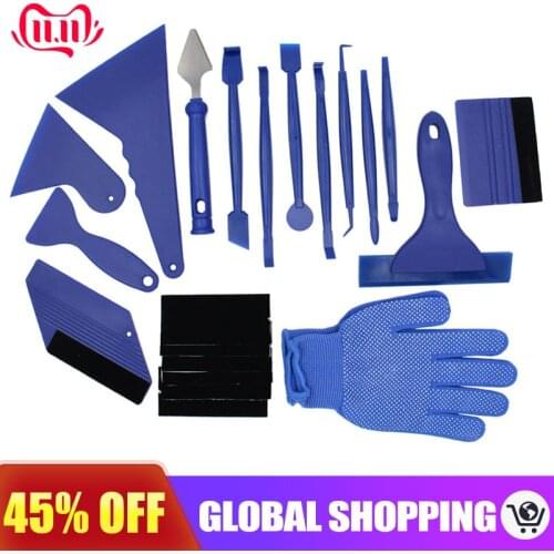 21Pcs Car Tools Vinyl Wrap Film Sticker Wrapping Tool Installation Kit Auto Window Tint Foil Magnetic Squeegee Scraper