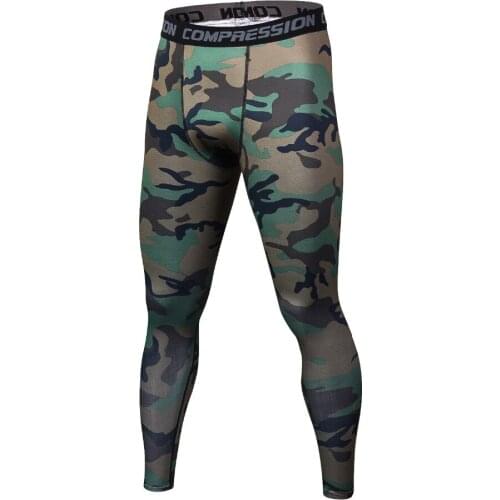 Fashion Men Compression Pants Tights Casual Bodybuilding Mans Fitness Trousers Brand Camouflage Army Green Skinny Leggings