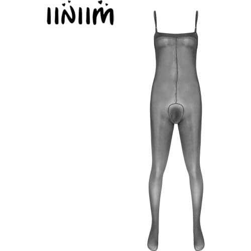 Men Gay Adjustable Spaghetti Straps Bulge Pouch Bodysuit Lingerie Leotard Sissy Teddies Nightwear See-through Body Stocking