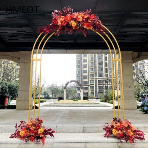 New Three-bar Wedding Arch Wrought Iron Backdrop Curved Flower Stand Outdoor Party Layout Shelf Decor Flower Door Props Frame
