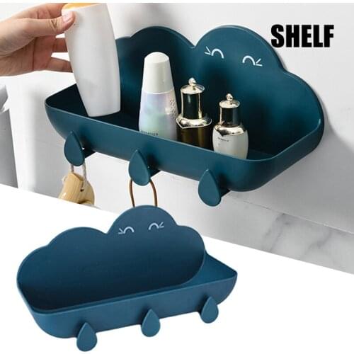 Clouds Bathroom Shelf Space Saving Innovative Wall Mounted Multifunctional Non Perforated Bathroom Storage Rack ALI88