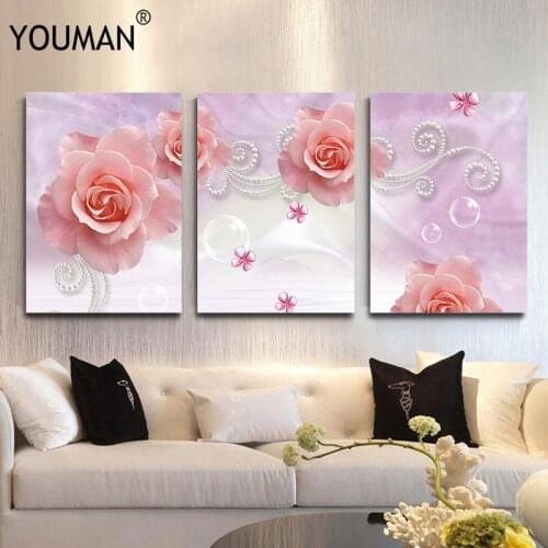 YOUMAN Wallpapers Posters Modern Beautiful Flower Canvas Painting Frameless, Rose Picture Poster For Living Room Bedroom Decor