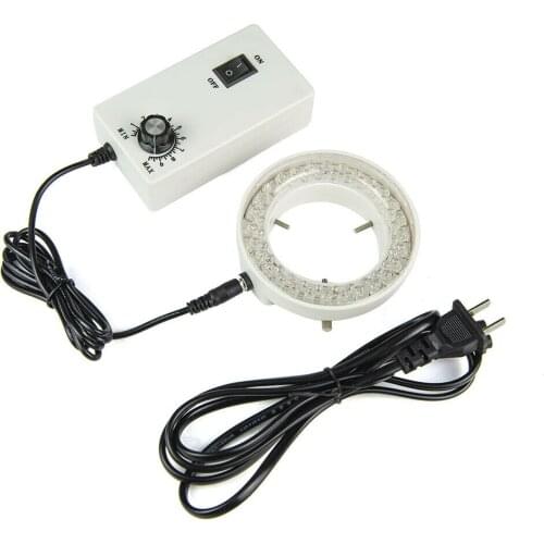 Optical 56 LED Adjustable Microscope Ring Light Source Stereo Microscopio Illuminator 60mm Inner Dia White Light Microscope Lamp
