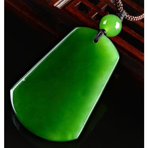 Natural green jade pendant necklace square jade pendants necklaces for men women jadeite jade jewelry necklace women send chain