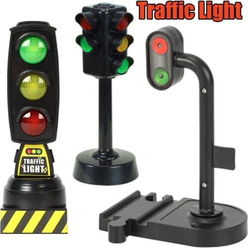 Singing Traffic Light Toy Magnetic Train Wooden Train Track Accessories Scene Road Sign with Light and Sound Railway Toys