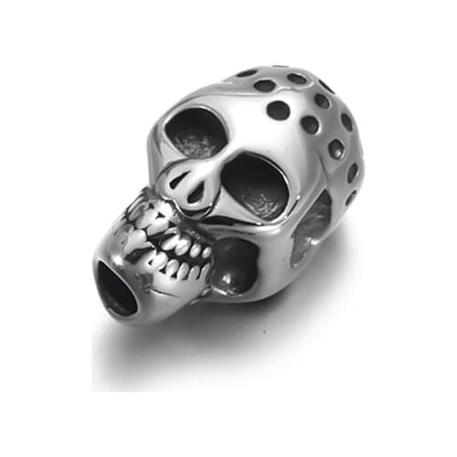 Stainless Steel Skull Bead Spacer Polished 3.5mm Hole Beads Metal Charms DIY Bracelet Jewelry Making Accessories