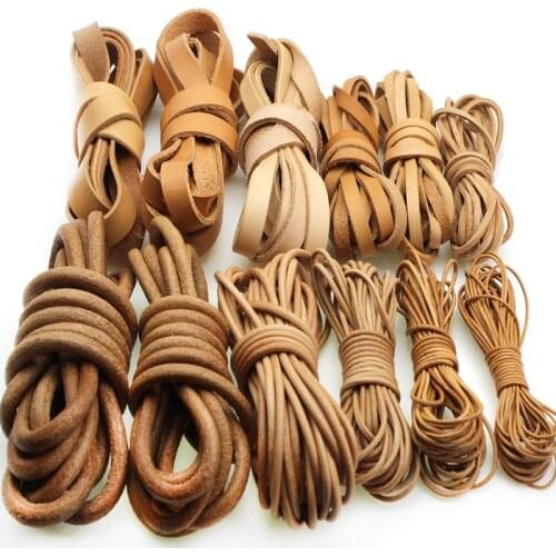 1 2 3 4 5 6 8 mm Round Flat Genuine Cow Leather Cord for Bracelet Necklace Findings Leather Rope String DIY Jewelry Making