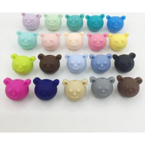 50pieces/lot Bear Silicone Beads Baby Teething Beads 17*15*14.7mm Safe Food Grade Nursing Chewing bear Silicone Beads 19Colors