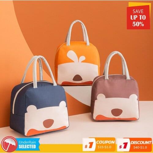 Cute Thermal Insulation Lunch Bag Food Box Office Handbag Thickened Functional Portable Picnic Cooler Insulated Canvas Women Kid