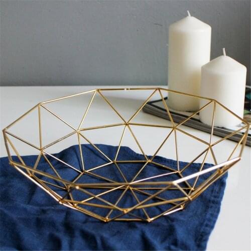 Scandinavian Rose Gold Metal Fruit Storage Basket Vogue Home Table Snack Organizer Basket Gorgeous Golden Wrought Iron Basket