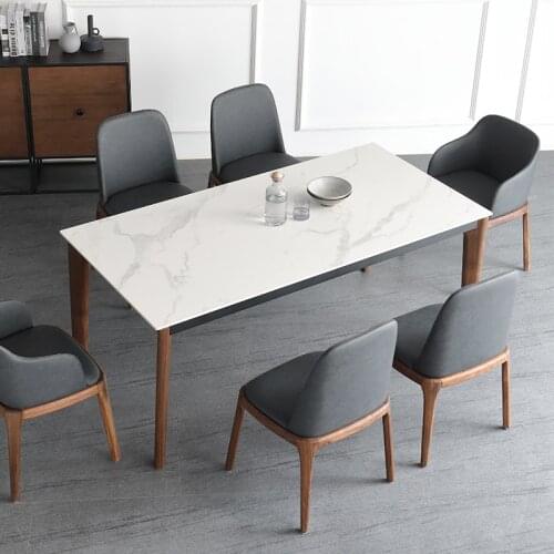 North American black walnut modern simple small apartment household rock board dining table light luxury solid wood dining table