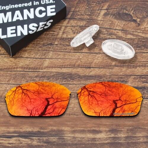 ToughAsNails Resist Seawater Corrosion Polarized Fire Red Mirrored Replacement Lens &Clear Nose Pads for Oakley Half Wire 2.0