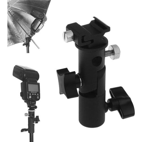 Universal Metal Flash Light Bracket Stand Speedlite Umbrella Holder adapter with 1/4" 3/8" Screw Mount Hot Shoe