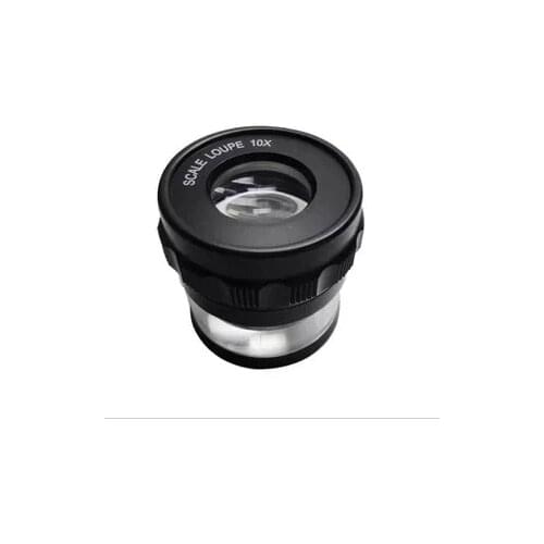 10X Pocket Cylinder Magnifying Glass with Scale Metal Body Optical Glass Lens Loupe Portable Printing Measuring Magnifier