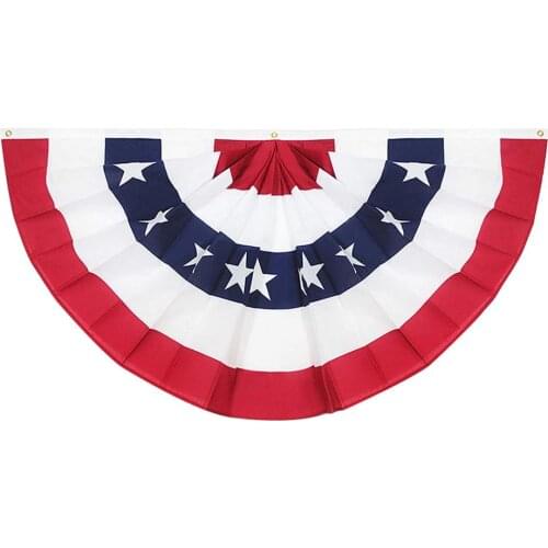 Hot Sale Embroidered USA Pleated Flag Skirt Fan-shaped Banner American Flag Bunting For Decoration 45x90cm