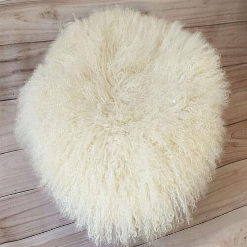 Curly Wool Blanket Flokati Wool Rug Chunky Baby Blanket Vintage Posing Fabric Layer Newborn Photography Pops Ivory Blanket