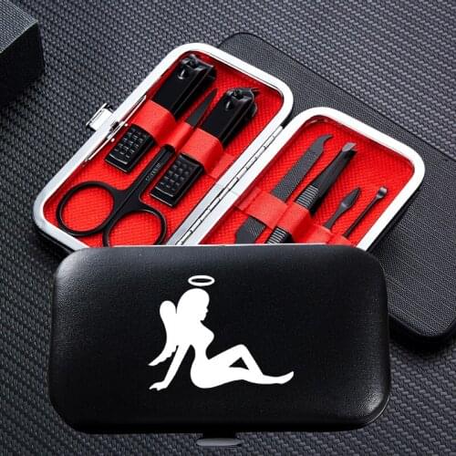 Funny Cartoon Portable Travel Manicure Nail Clipper Sets 7pcs Stainless Steel Trimmer Clippers Cutter Scissors Accessories Tools