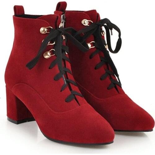 Big Size 9 10 11 12 boots women shoes ankle boots for women ladies boots shoes woman winter Solid color round head side zipper