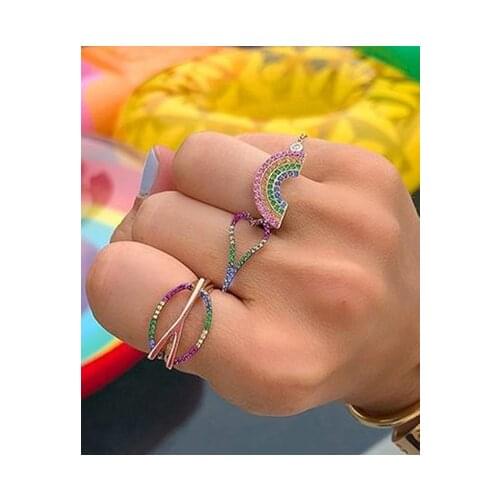 Infinitely Love engagement rings for women eternityheart-shape rainbow cz promise rings simple clear zircon jewelry couple rings