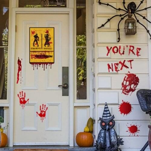 1pcs Halloween Stickers Wall Refrigerator Window Halloween Decoration Party Supplies Horror Scary Halloween Wall Decor