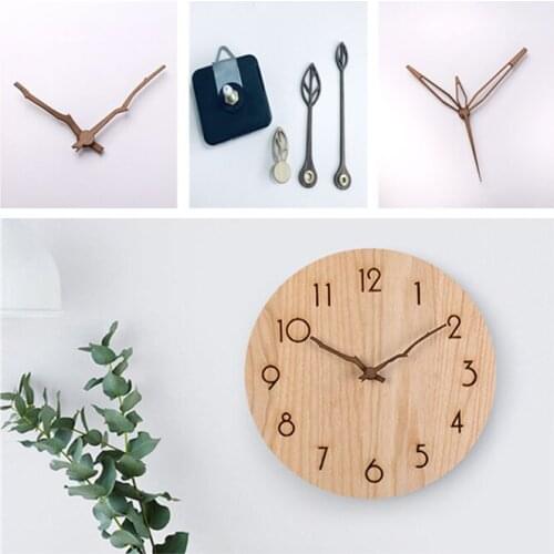 10sets Hotsale Wooden hands Sun Quartz Wall Clock 28mm Spindle Movement Mechanism with hook Part DIY Repair Kit Accessories