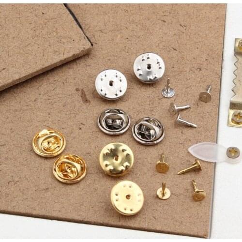 100sets Copper Metal Holder Brooch Pins Badge Brooch Base Holder for DIY Jewelry Making