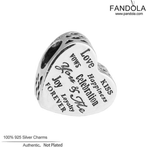 100% 925 Sterling Silver Celebration Heart Bead Charms Fits Pandora Charm Bracelets Original Beads Silver 925 Jewelry perles