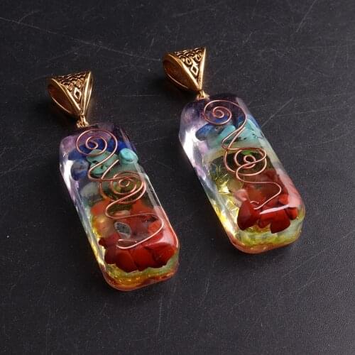 12PCS Orgone Energy Natural Stone Necklace Pendant Chakra Reiki Jewelry Pendant Quartz Dowsing Pendulum Amulet For Radiesthesia