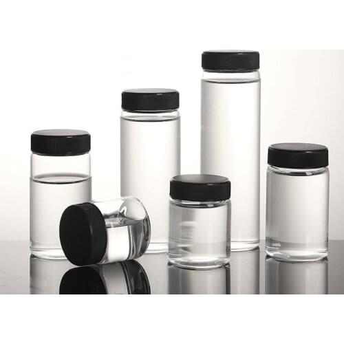 15ml to 200ml High Borosilicate Glass Reagent Bottle, Chemical Sample Bottle Vials Test Bottle with PTFE Mat Anti-corrosion Lab