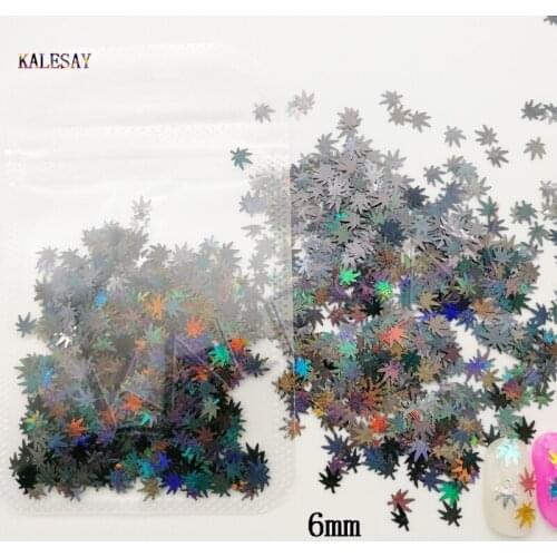 2.5g Laser Black Nail Glitter DIY Leaf Shape 3D Sequins Sparkly Flakes Paillette DIY Nail Art Decorations Slices Accessories