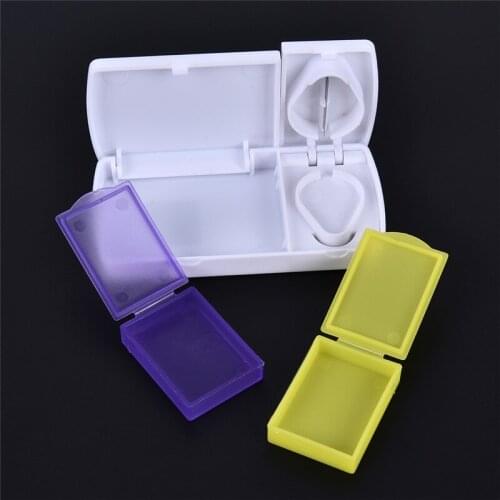2Styles Storage Cutter Pill Case Portable Rectangular Cut Medicine Cutting Knife Pill Segmentation Break Off Pill Container