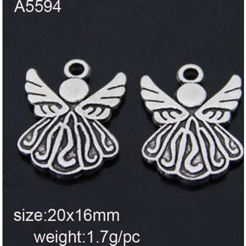 25pcs/lot 20x16mm Antique Silver Zinc Alloy Charms Angel Pendants Jewelry Findings