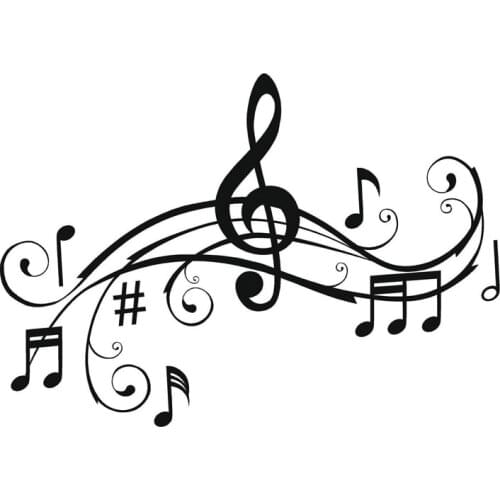 28.6*20.3CM Art Music Notes Bumper Sticker Personalized Vinyl Car Decorative Accessories Black/Silver C7-1116