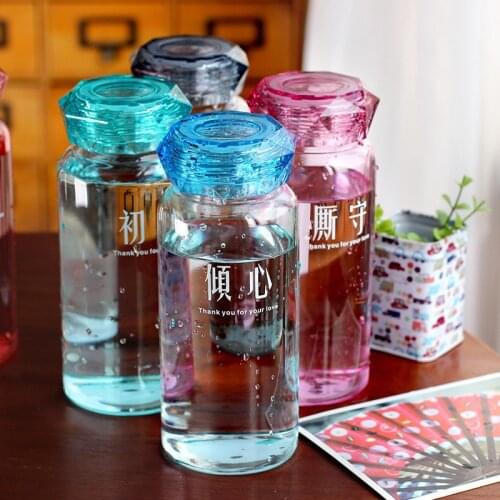 370ML water bottle glass crystal diamond cup convenient portable glass creative gift cup botella de agua