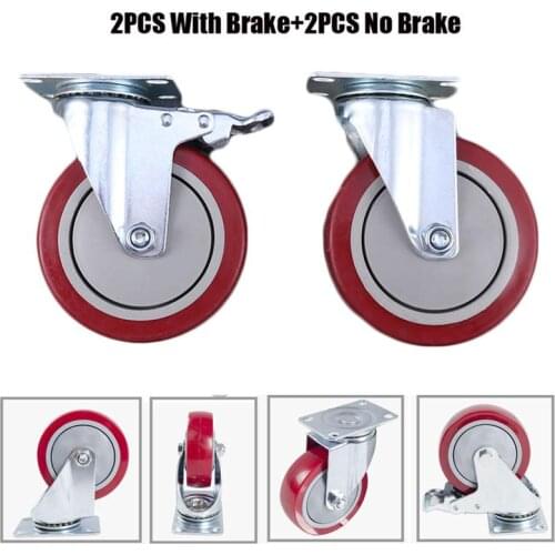 4PCS 5 Inch Furniture Casters Wheels Single-Axis Casters Swivel Caster Wheels Anti-Winding Roller Wheel For Platform Trolley