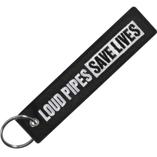 Keychain for Car Bijoux Embroidery Key Chain for Motorcycles and Cars Gifts Tag Key Fobs Holder Loud Pipes Save Lives Keychain