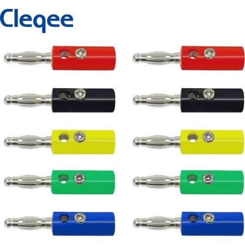 Cleqee P3003 10PCS 4mm Stackable Banana Plug Jack for Speaker Amplifier Terminal Binding Post Adapter Audio Connector 30V/32A