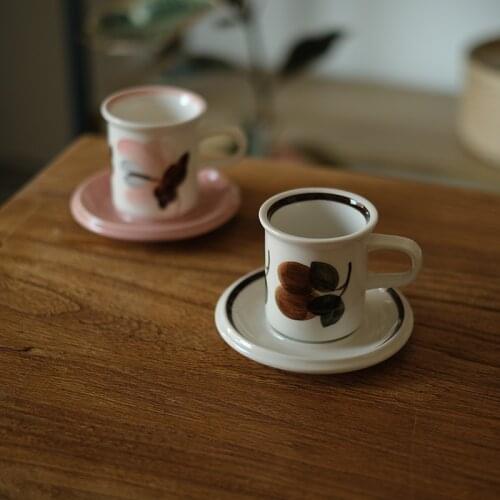 Flower Funny Coffee Cup Cute Retro Office Reusable Espresso Cup and Saucer Japanese Style Filizanki Do Kawy Home Garden BL50BD